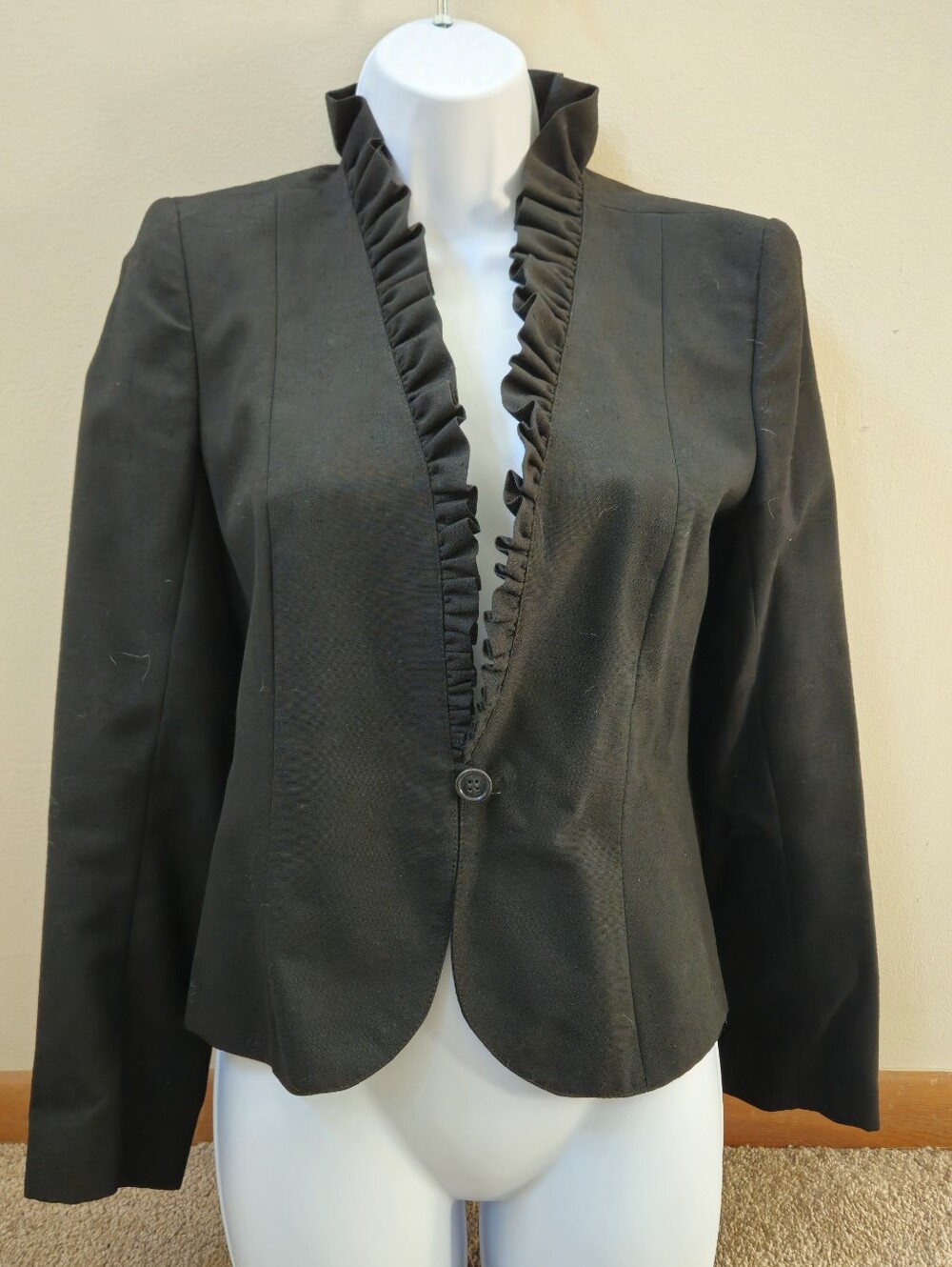 VTG Peabody House Black Ruffle Collar Blazer Jacket